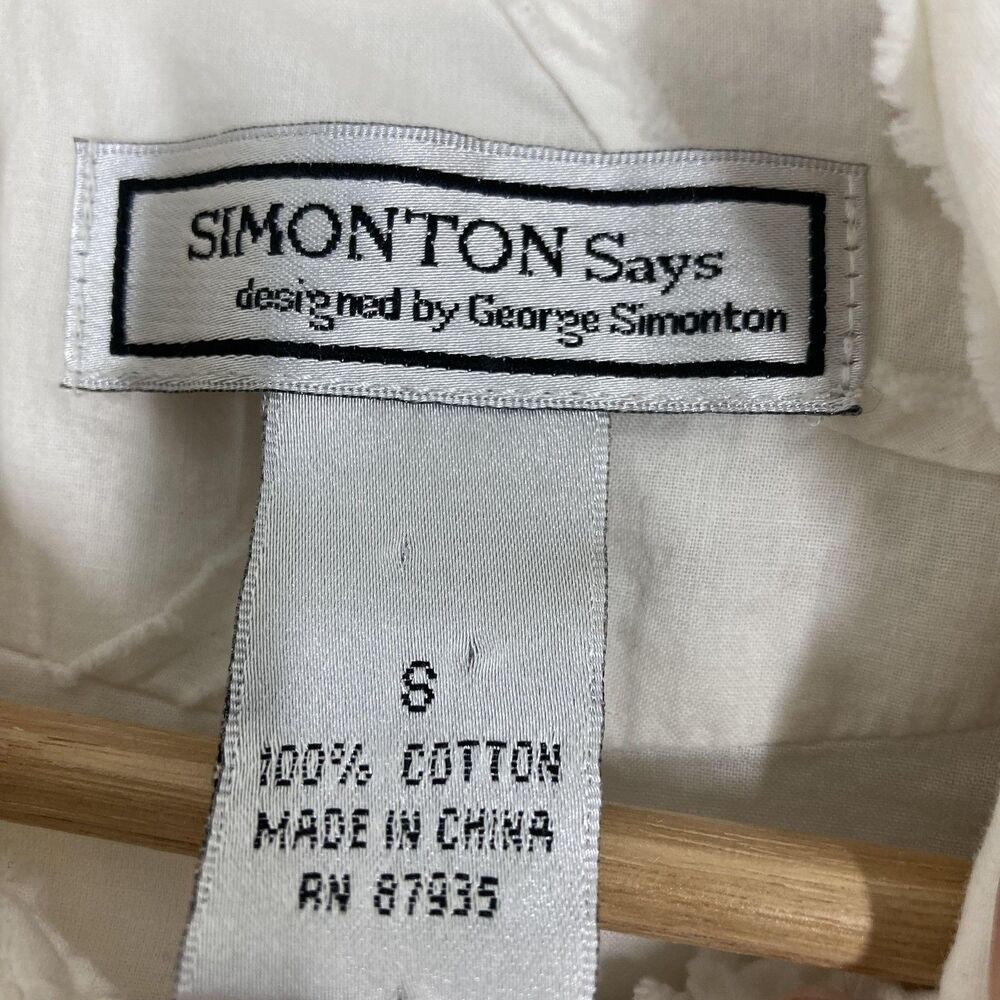 SIMONTON Says Jacket Womens Small White Cotton Floral Embroidered Boho Textured - Picture 12 of 16